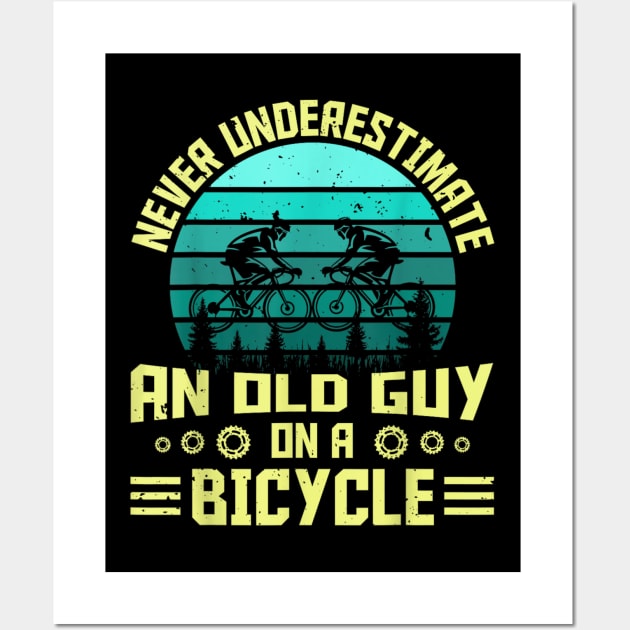 Never Underestimate A Old man With A Bicycle Wall Art by rhazi mode plagget